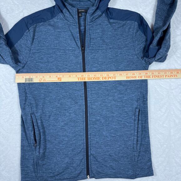 Banana Republic Men's Medium Jacket Full Zip Hood Blue Activewear Outerwear - Picture 6 of 8
